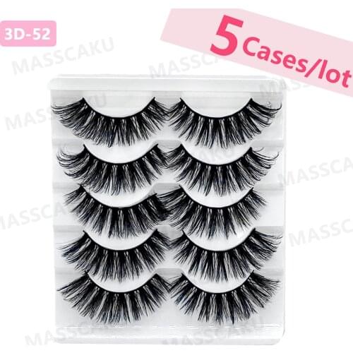 5pcs/lot MASSCAKU 5 pairs natural false fake lashes long makeup 3d mink lashes eyelash extension mink eyelashes for beauty