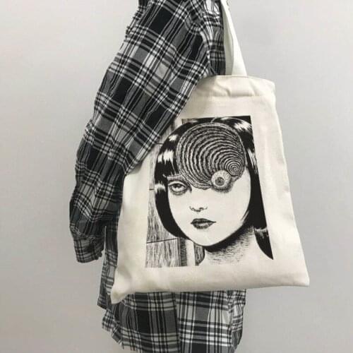Anime Tomie Women Bag Casual Fashion Shoulder Bags Japanese Gothic Canvas Bag Horror Cartoon Harajuk Large Capacity Shopper Bag