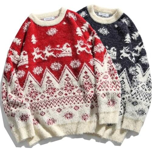 Loose casual couple sweater pullover long sleeve Korean Christmas cartoon sweater men