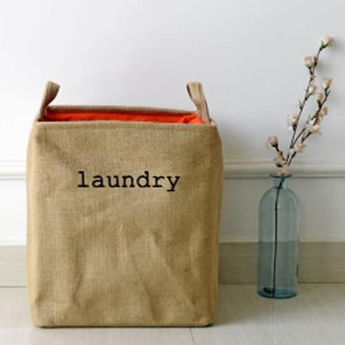 Thickened Jute Lining Storage Bucket Foldable Clothes Storage Basket For Bedroom Durable Toy Storage Basket With Handle For Home