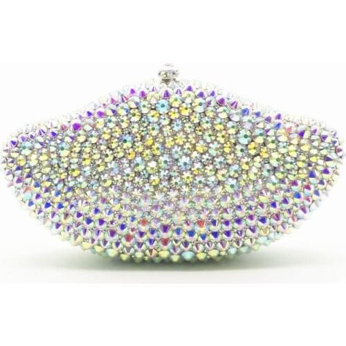 Lady party Sparkling AB crystal Women Clutch purse Evening Bags Bridal Diamond Clutch Purse Wedding Party Minaudiere Handbag