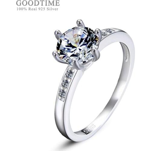 Luxury Jewelry Pure 925 Sterling Silver Rings Cubic Zirconia Bridal Wedding Finger Ring Memorial Day Gift For Girl Women