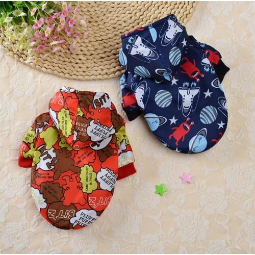 Winter Thicken Pet Coat Cute Print Dog Coat Jacket Two-legged Dog Hoodie Dog Clothes for Small Medium Dogs Cats Pets Supplies
