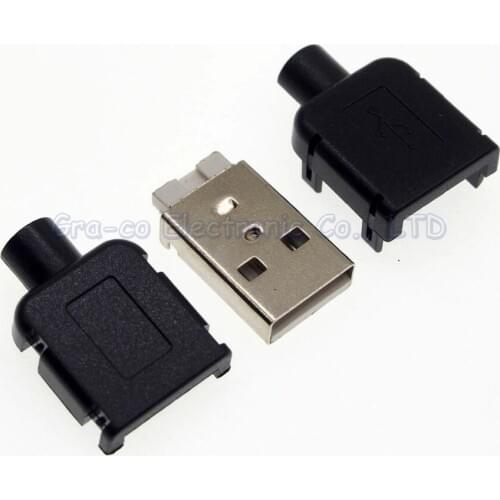 10set 3 in 1 Mini USB Jack connector male plug with plastic shell Soldering wire DIY USB Plug