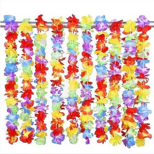 10PCS Hawaiian DIY Party Beach Flower leis Garland Necklace Fancy Dress Party Hawaii Beach Fun Flowers Decoration 100% Brand New