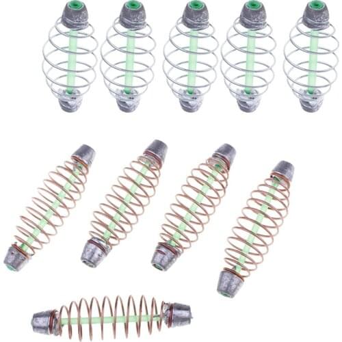 10pcs Metal Fishing Feeder Bait Thrower Coil Inline Method Feeder Durable to Use Terminal Tackle for Fishing Lovers