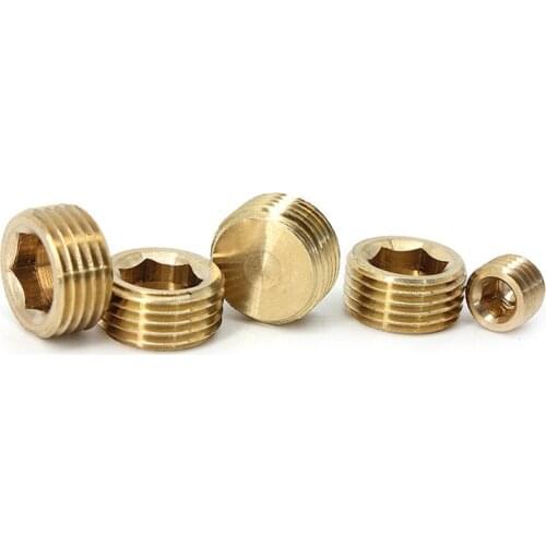 2pcs G1/8 G1/4 G3/8 G1/2 G3/4 G1 Brass Allen Plug Hex Socket Stuffy Pipe blockage Brassiness Oil Drain Plugs