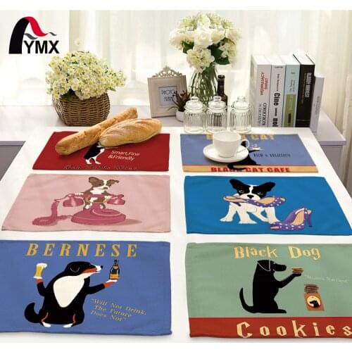 42*32cm Cloth Dinner Table Napkins Dog Serviette Table Mariage Pano de Prato Table Napkins Printed Napkins Wholesale Price