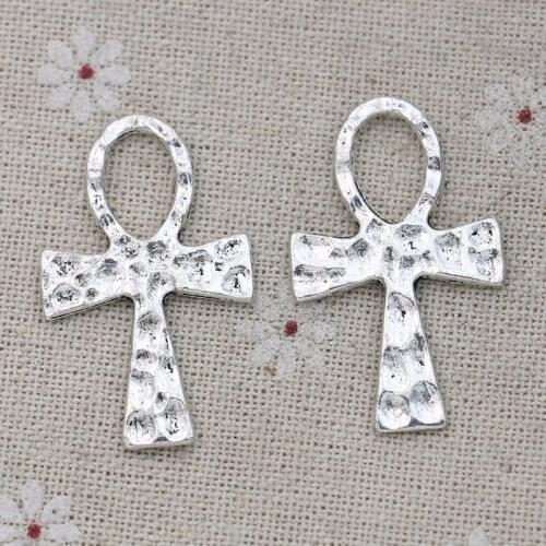 5pcs Antique Silver Plated Ankh Egyptian Symbols Charms Pendants for Jewelry Making Bracelet DIY Accessories 36x22mm