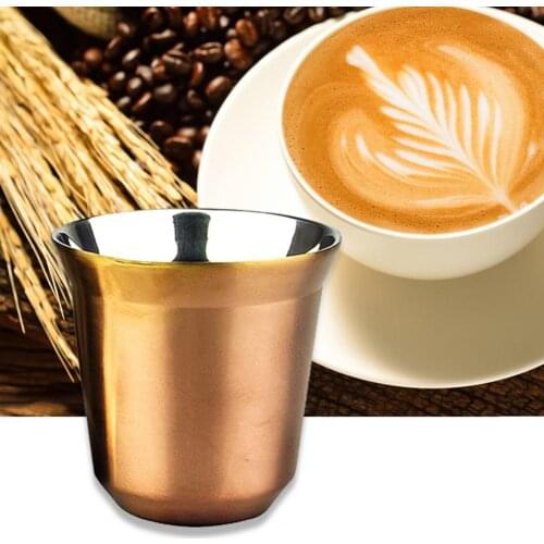 80ml Practical Double Wall Stainless Steel Espresso Cups Insulation Coffee Cup Capsule Shape Thermo Cup Tea Coffee Mugs
