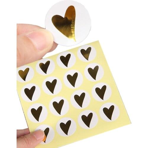 80 Pcs Round Gold Heart Adhesive Sticker Cute Sealing Label Sticker For Birthday Cards Envelope Gifts Decoration Stationery