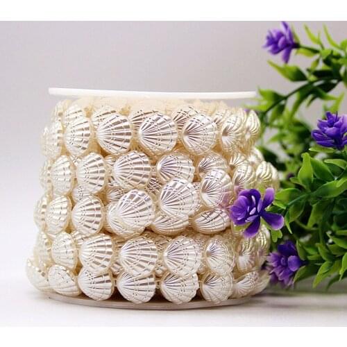 ABS Imitation Pearl Shell Bead Chain Lace DIY Clothes Skirt Hat Headdress Applique Bracelet Necklace Making Ribbons For Crafts