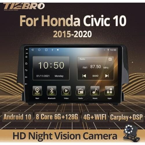 Tiebro 2 DIN Android10 Car Radio For Honda Civic 10 2015-2020 Car Stereo GPS Navigation Auto Radio Bluetooth Player Carplay IGO