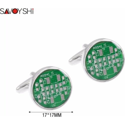 SAVOYSHI Jewelry Novelty Circuit Board Cufflinks for Mens Cuff Accessories Brand High quality Cover Transparent Epoxy Cufflinks