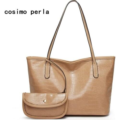 Large Capacity Alligator Prints Tote Bag set Fashion Designer PU Leather Women Handbags Big Shopping Composite Bags Ladies Purse