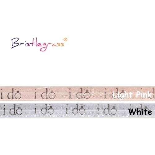 BRISTLEGRASS Combo 4 Yard 5/8" 15mm I Do Diamond Foil Print Fold Over Elastics FOE Spandex Bands Bridal Wrist Ties Wedding Party