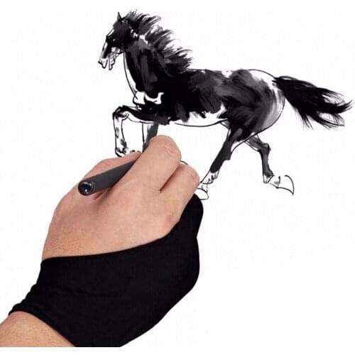 Black 2 Finger Anti-fouling Glove,both For Right And Left Hand Artist Drawing For Any Graphics Drawing Tablet