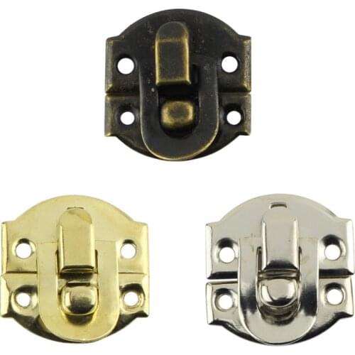 10pcs/pack Retro Jewelry Wooden Box hasp Pad lock Antique Bronze Iron clasp latch hook Padlock small shackle Furniture Hardware