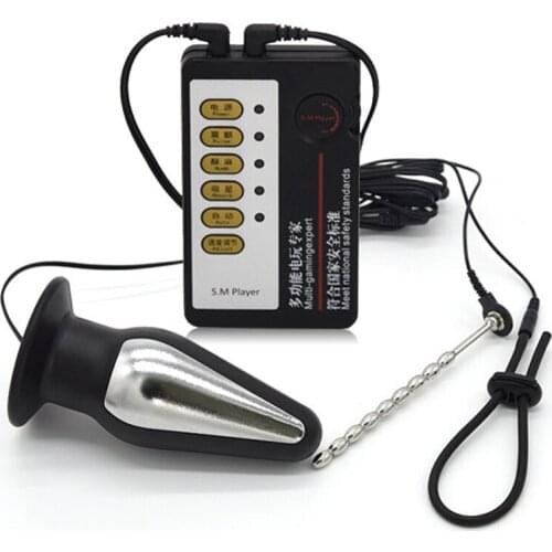 Electro Shock Butt Plug Penis Stimulation Cock Ring Urethral Dilator Electro Sounding Pulse Stimulator Orgasm Anal Plug Sex Toys