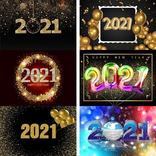 Photographic Backdrop 2021 New Year Party Photo Backgrounds Black Gold Decoration Christmas Photography Backdrops Photo Studio