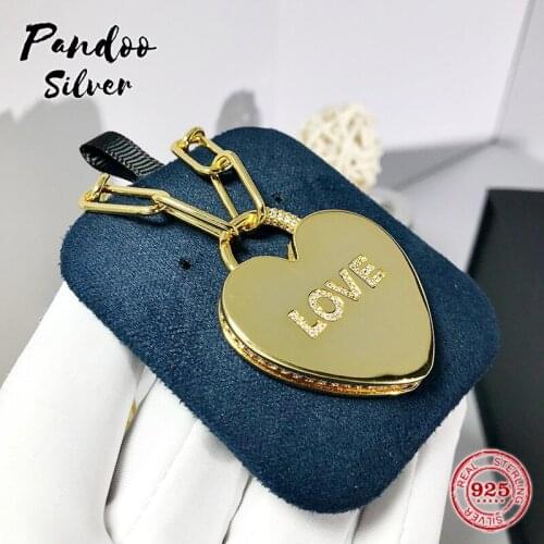 High Quality S925 Sterling Silver Jewelry 1:1 Copy,Yellow Silver LOVE Locket Chain Necklace For Women Party Jewelry Gift