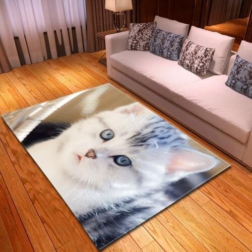 Modern Decor Floor Area Rug 3D Aanimal Cat Dog Carpets Children Play Mat Bedside Rug Flannel Memory Foam Carpet for Living Room