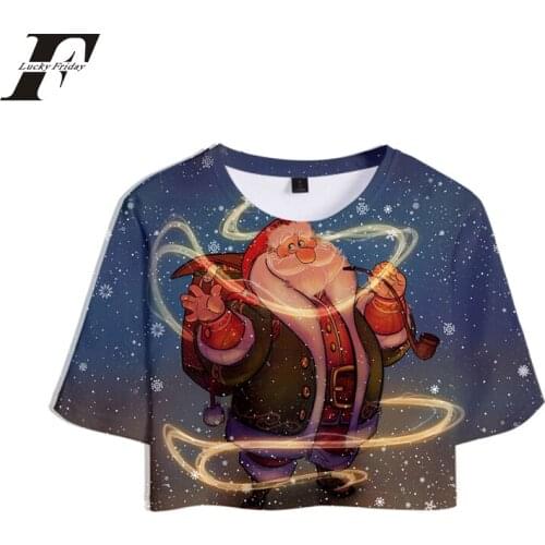 Kpop Western traditional festival Merry Christmas Santa Claus 3D Tops Girl Short t-shirt Women Sexy Sale Casual T shirt Clothes