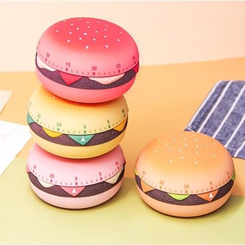 Kitchen mechanical timer, durable timer, 1-60 minute hamburger-shaped countdown timer, alarm clock to remind cooking gadgets