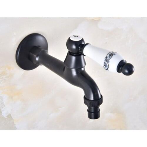 Black Oil Rubbed Brass Wall Mounted Ceramic Handle Washing Machine Faucet Out Door Tap Dav335
