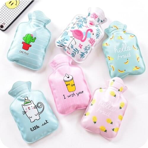 Mini Cute Print Hot Water Bag PVC Water-filling Hot Water Bag +Built-in Sponge Cartoon Hand Water Warmer Creative Gifts for Kids