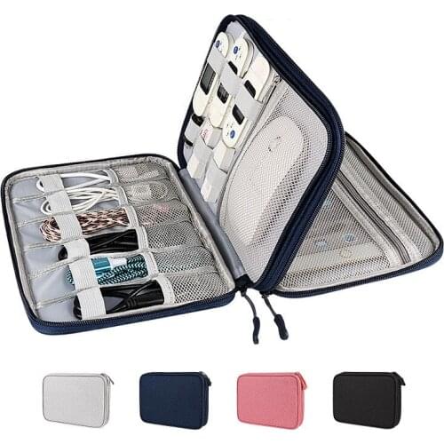 Multifunctional Storage Bag Multi-grid Tablets e-Books Case Organizer Bag for Charger Plug Data Cable Power Bank Mouse Battery