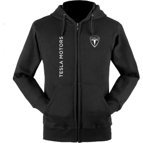 2021 New Plain Mens Tesla Zip Up Hoody Jacket Sweatshirt Hooded Zipper male Top Outerwear