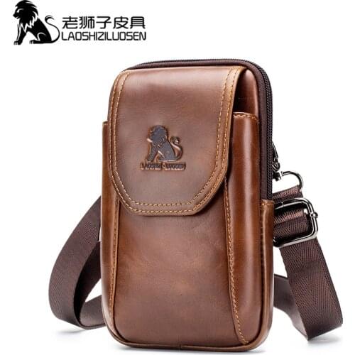 Men Waist Purse Bag Oil Wax Genuine Leather Male Man Pouch Fanny Pack Cowhide Vintage Travel Cell/Mobile Phone Hip Bum Belt