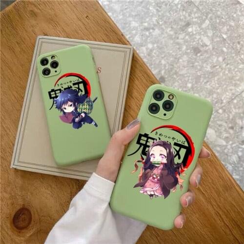 Cute Japan Anime Demon Slayer Matcha green TPU soft phone Case For Iphone 11pro 12 Pro max 7 8 Plus XR XS Max SE2020 Phone Cover