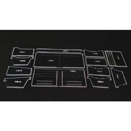 13pcs New Clear Acrylic Wallet Pattern Stencil Template Set Leather Craft Diy Tool Sewing Pattern Sewing Stencils