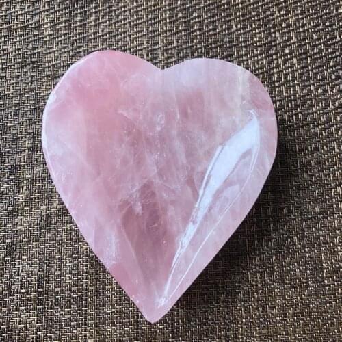 Natural Pink Crystal Ashtray Hand Polished Love Crystal Bowl Heart-shaped Home Ornaments