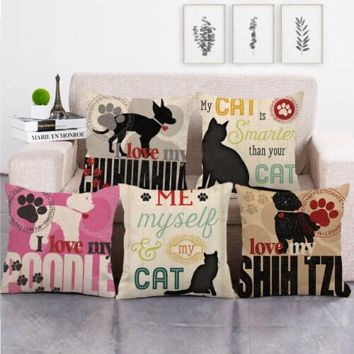 45cm*45cm cats and dog linen/cotton throw pillow covers couch cushion cover home decor pillow