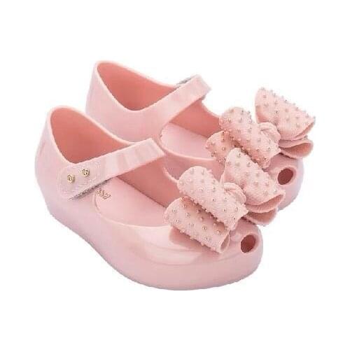 2021 New Style Childrens Jelly Shoes Princess High quality Mini Melissa Summer Sandals Big bow Girls Beach Shoes For Kid HMI045