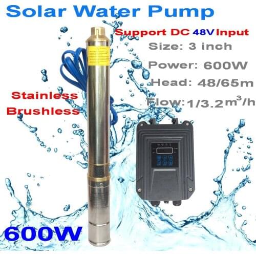 New stainless steel DC Solar Pump with MPPT Controller 600W 48V solar water pump for irrigation