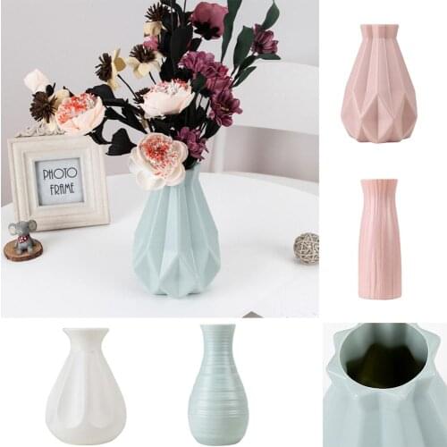 Plastic Shatter-proof Flower Pot Vase Modern Study Room Hallway Wedding Home Office Decor Tabletop Vase