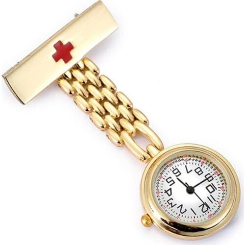 Gifts Doctor Pendant Pocket Quartz Red Cross Brooch Nurses Watch Fob Hanging Medical Pocket Watch Relogio Clock Stainless Steel