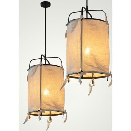 Japan Style Pendant Lights Iron Linen Hanglamp For Dining Room Bedroom Bar Decor Home Loft Luminaire Suspension E27 Hanging Lamp