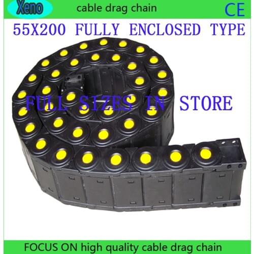 Free Shipping 55x200 10 Meters Fully Enclosed Type Plastic Towline Cable Drag Chain For CNC Machine