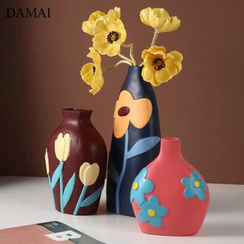 Painted Ceramic Vase Classical Porcelain Flower Vases Living Room Tabletop Decor Plant Pots Home Decoration Accessories