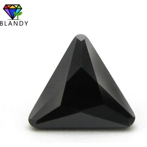 Size 3*3mm~10*10mm Triangle Shape Black Cubic Zirconia Stone AAAAA Machine Cut Loose CZ Gems For Jewelry Free Shipping