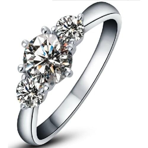 Silver lustre 3.2CTW G-H Round Cut Moissanite Wedding Ring Solid 925 Sterling Silver Ring White Gold Color Wedding Jewelry