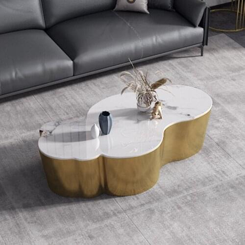 Coffee table light luxury modern living room simple small apartment Italian minimalist stainless steel special-shaped rock