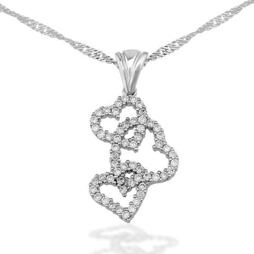 Tevuli 925 Sterling Silver 3 Heart Lady Necklace