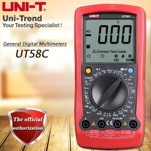 UNI-T UT58C Manual Digital Multimeter Resistor, Capacitor, Frequency Test Table Diode/ Triode Test Digital Hold Temperature Test