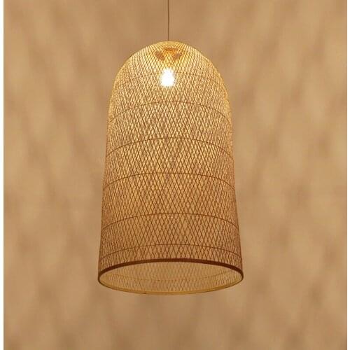 Vintage Bamboo Art Pendant Lights Wood Wicker Chinese Pendant Lamp Suspension Home Indoor Dining Room Kitchen Fixtures Luminaire